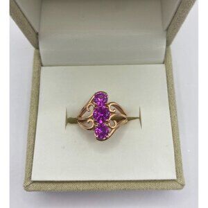 Gold over 925 Silver Ring Size 7 Pink Sapphire Gold Plated,